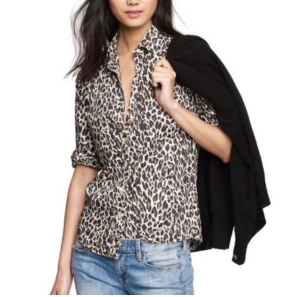 J Crew Perfect Shirt leopard